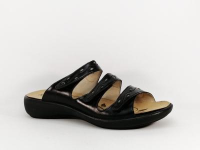 Mule grande pointure femme confortable cuir noir  velcro destockage JOSEF SEIBEL WESTLAND ibiza 66