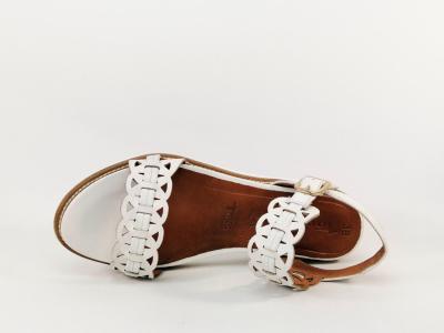 Sandale de mariage femme chic en cuir blanc destockage TAMARIS 28223