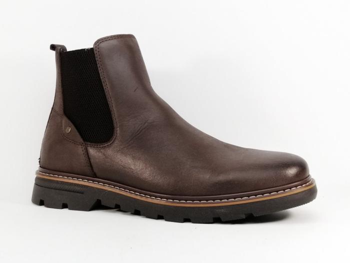 Boots homme cuir marron de qualité avec fermeture éclair ORLAND 24128 chelsea confortable et souple