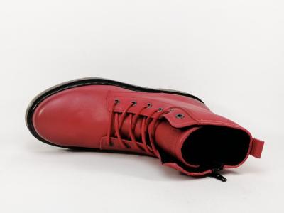 Bottines femme cuir rouge souple et confortable destockage COTEMER cedano à pas cher lacets zip
