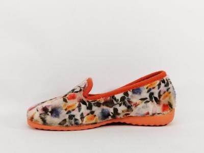 Pantoufles femme originales et chic velours fleuris orange SOCA 0318 naranja
