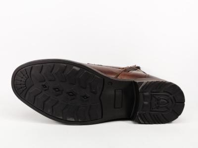 Chaussure chic montante homme cuir marron destockage MORAN'S tobila confortable zip lacets