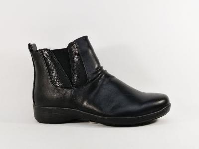 Bottines noires femme trs souples et lgres semelle cuir confort  pas cher SWEET'R dobby