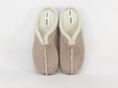 Chaussons mules fourrées femme CHIC & RELAX rabizo ecru confortable et de qualité