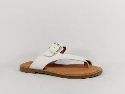 Mule plate femme cuir blanc confortable tong chic à pas cher CAP BASSIN 25060