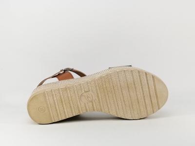 Sandale compensée en cuir marine AGORA Parne femme fabriquée en Italie