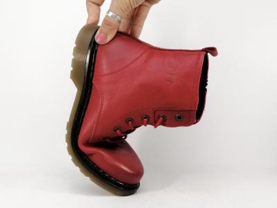 Bottines femme cuir rouge souple et confortable destockage COTEMER cedano à pas cher lacets zip