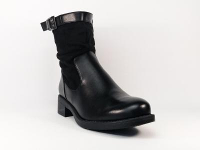 Boots noir tendance  pas cher en simili cuir CHIC SHOES xq116 pour femme