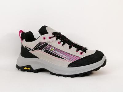 Chaussures randonne femme impermable basse cuir gris rose destockage GARSPORT mikeno low