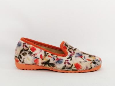 Pantoufles femme originales et chic velours fleuris orange SOCA 0318 naranja