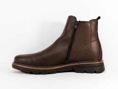 Boots homme cuir marron de qualité avec fermeture éclair ORLAND 24128 chelsea confortable et souple