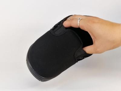 Mocassin femme pieds larges et sensibles en toile souple noir confortable BOISSY 6291