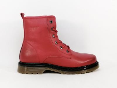 Bottines femme cuir rouge souple et confortable destockage COTEMER cedano à pas cher lacets zip