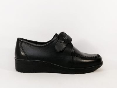 Chaussures confort femme pieds sensibles à scratch cuir noir souple AYOKA dalma