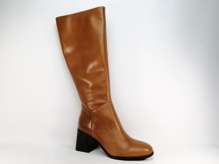 Botte femme cuir camel à talon chic GALERIES LAFAYETTE milly en destockage à pas cher