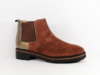 Bottine chelsea femme cuir terracotta en destockage KARSTON onkix  pas cher