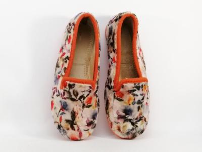 Pantoufles femme originales et chic velours fleuris orange SOCA 0318 naranja