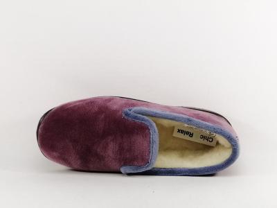 Chausson femme charentaise fourrée pure laine vieux rose CHIC & RELAX OUF cimaise