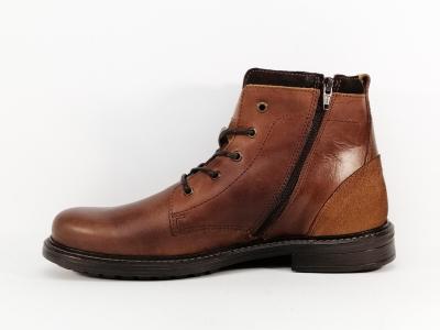 Bottine homme cuir camel de qualité souple et confortable avec fermeture éclair ORLAND 24146