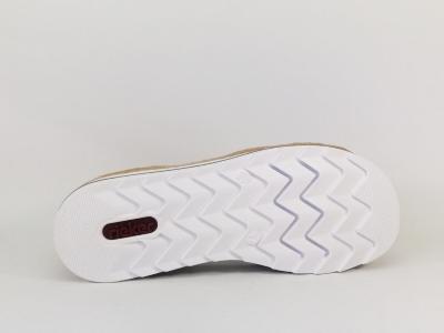 Sandale femme chic et confortable blanche RIEKER V7919, semelle épaisse et velcro