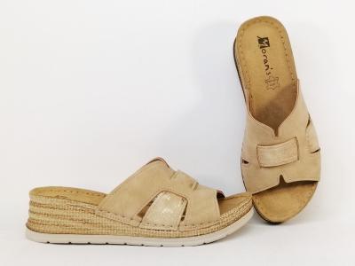 Mule compense femme chic confortable semelle cuir dor  pas cher MORAN'S accru