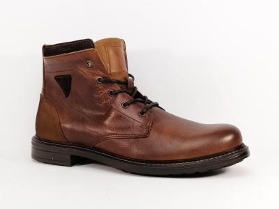 Bottine homme cuir camel de qualité souple et confortable avec fermeture éclair ORLAND 24146