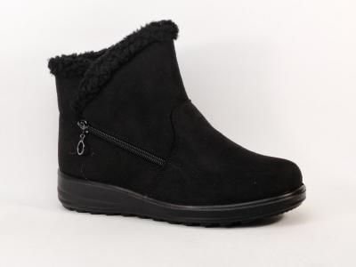 Bottines fourres femme pas cher noires SWEET'R crucho confortables  zip