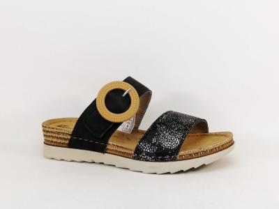 Mule noire femme chic confortable semelle cuir  pas cher MORAN'S agate