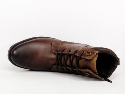 Chaussure chic montante homme cuir marron destockage MORAN'S tobila confortable zip lacets