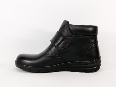 Bottines femme pieds larges et sensibles grand confort cuir noir souple à scratch AYOKA dula