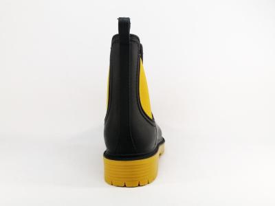 Bottine de pluie femme originale chic et confortable MORAN'S xadoue pvc noir jaune à pas cher