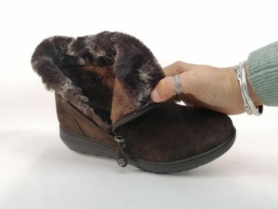 Bottines fourrées femme pieds larges et sensibles cuir marron destockage IMAC 455871 souple