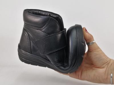 Bottines femme pieds larges et sensibles grand confort cuir noir souple à scratch AYOKA dula