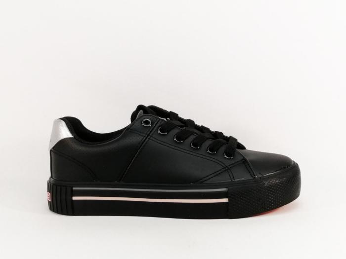 Basket noire femme tendance habillée destockage KAPPA logo tudy à pas cher