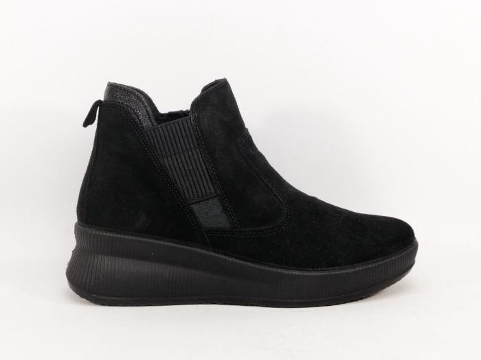 Bottines noires femme cuir souple nubuck confortables et chic en destockage IMAC 456511