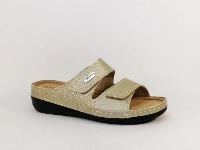 Mule femme cuir or confortable destockage TAMARIS 27510 pieds larges sensibles