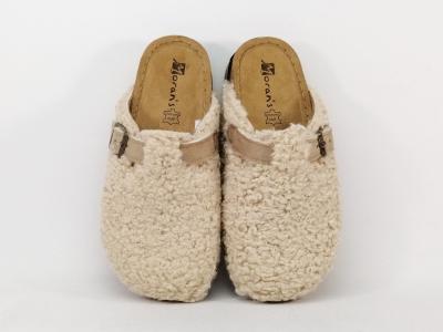 Sabot femme cuir confort et original aspect laine MORAN'S melon