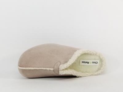 Chaussons mules fourrées femme CHIC & RELAX rabizo ecru confortable et de qualité