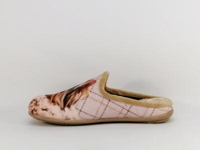 Chausson mule femme motif chien yorkshire CHIC & RELAX rachiwa beige velours original et confortable