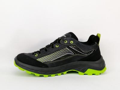 Chaussures randonnée homme imperméables basse cuir waterproof destockage GARSPORT mikeno low noir vert