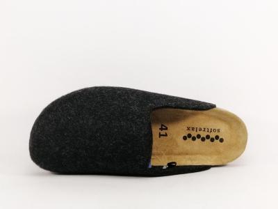 Mule homme semelle cuir confort sabot feutre à pas cher SOFTRELAX 7410990504