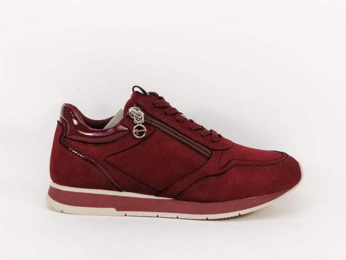 Basket vegan femme TAMARIS 23613 rouge en destockage à pas cher