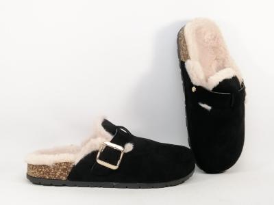 Sabot fourr femme chaud noir tendance  pas cher CHIC SHOES R116