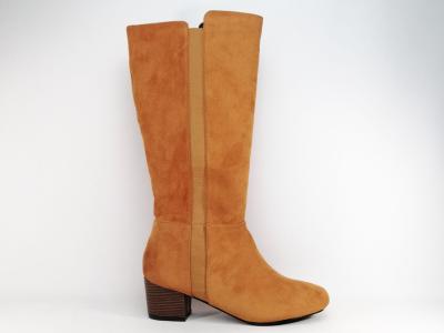 Botte grande taille femme mollet large  talon destockage ANDRES MACHADO AM4181 camel