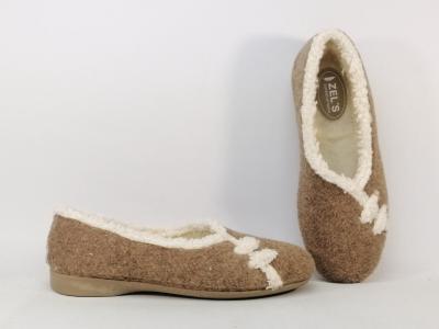 Chaussons ballerine femme chic et chauds fourrs beige ZEL'S 2487