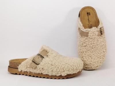 Sabot femme cuir confort et original aspect laine MORAN'S melon