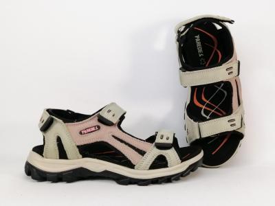 Sandale de marche femme  velcro destockage PAREDES VP23130 cuir gris confort  pas cher