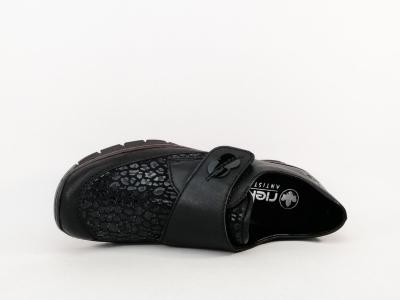 Chaussure hallux valgus femme pieds sensibles et larges RIEKER 537C0 cuir souple