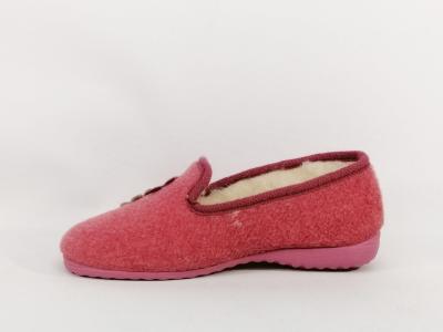 Chaussons chauds femme fourrés pure laine SOCA 0340 fresa rose souple