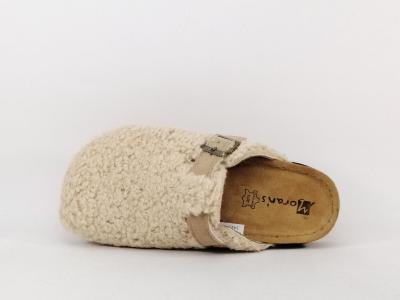 Sabot femme cuir confort et original aspect laine MORAN'S melon
